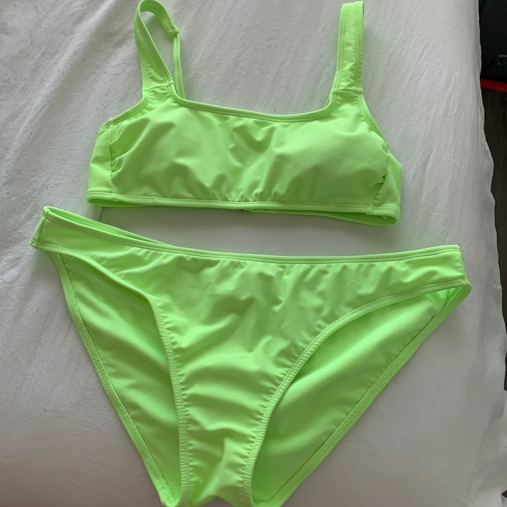neon green swimsuit